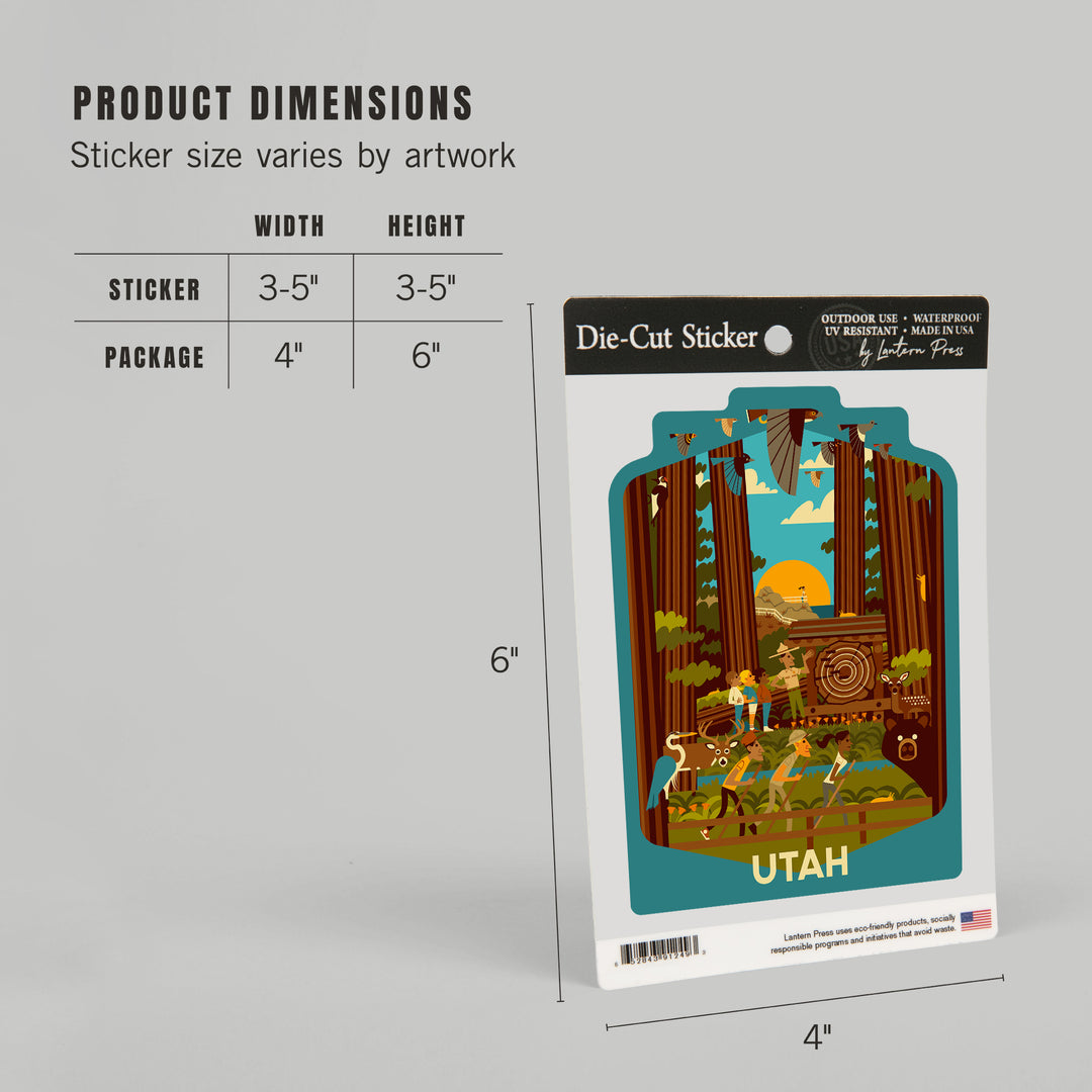 Utah, Geometric, Forest, Vinyl Sticker
