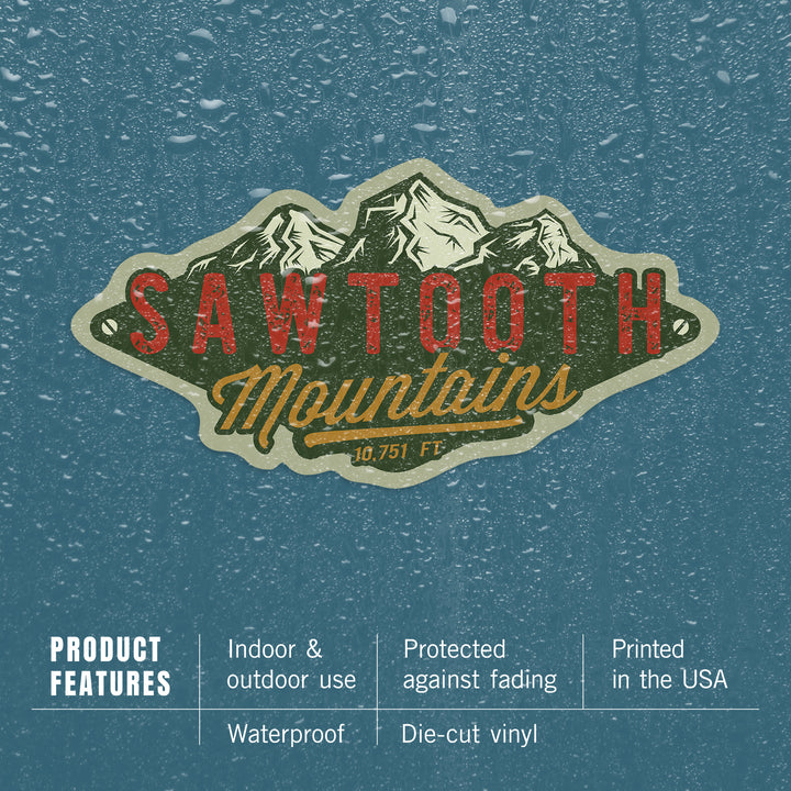 Sawtooth Mountains, Idaho, Mountains, Contour, Vinyl Sticker