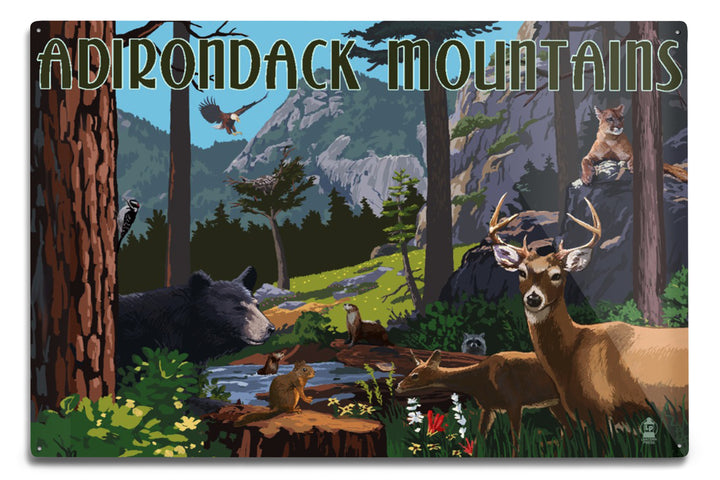 Adirondack Mountains, New York, Wildlife Utopia, Lantern Press Artwork, Art Prints and Metal Signs