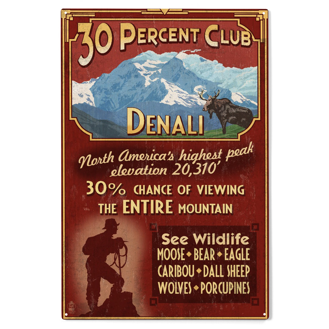 Denali National Park, Alaska, 30% Club Vintage, Wood Sign and Postcards