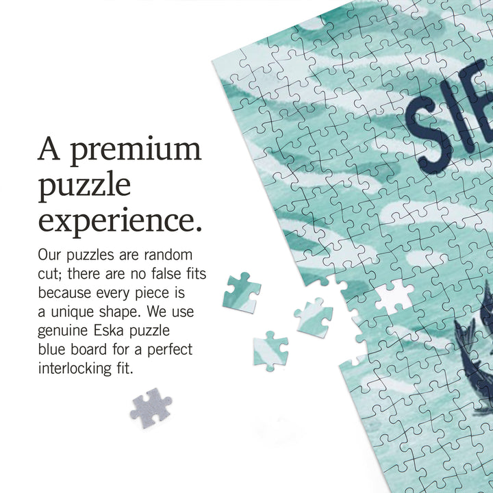 Siesta Key, Florida, Graphic Pastel, Manatee, 1000 Piece Jigsaw Puzzle