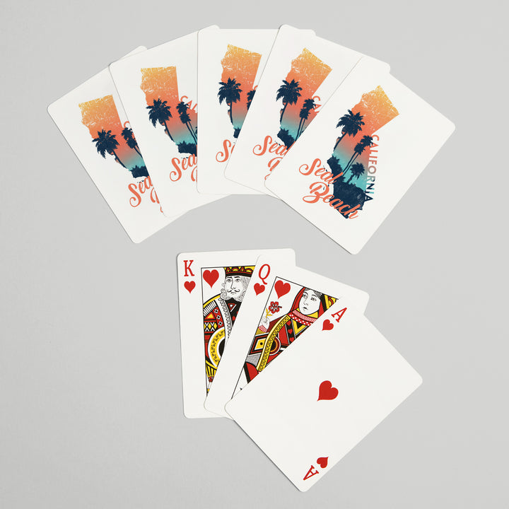 Playing Cards, Seal Beach, California, State Abstract, Palm Scene, 52 Card Deck with Jokers in Box, Unique Art