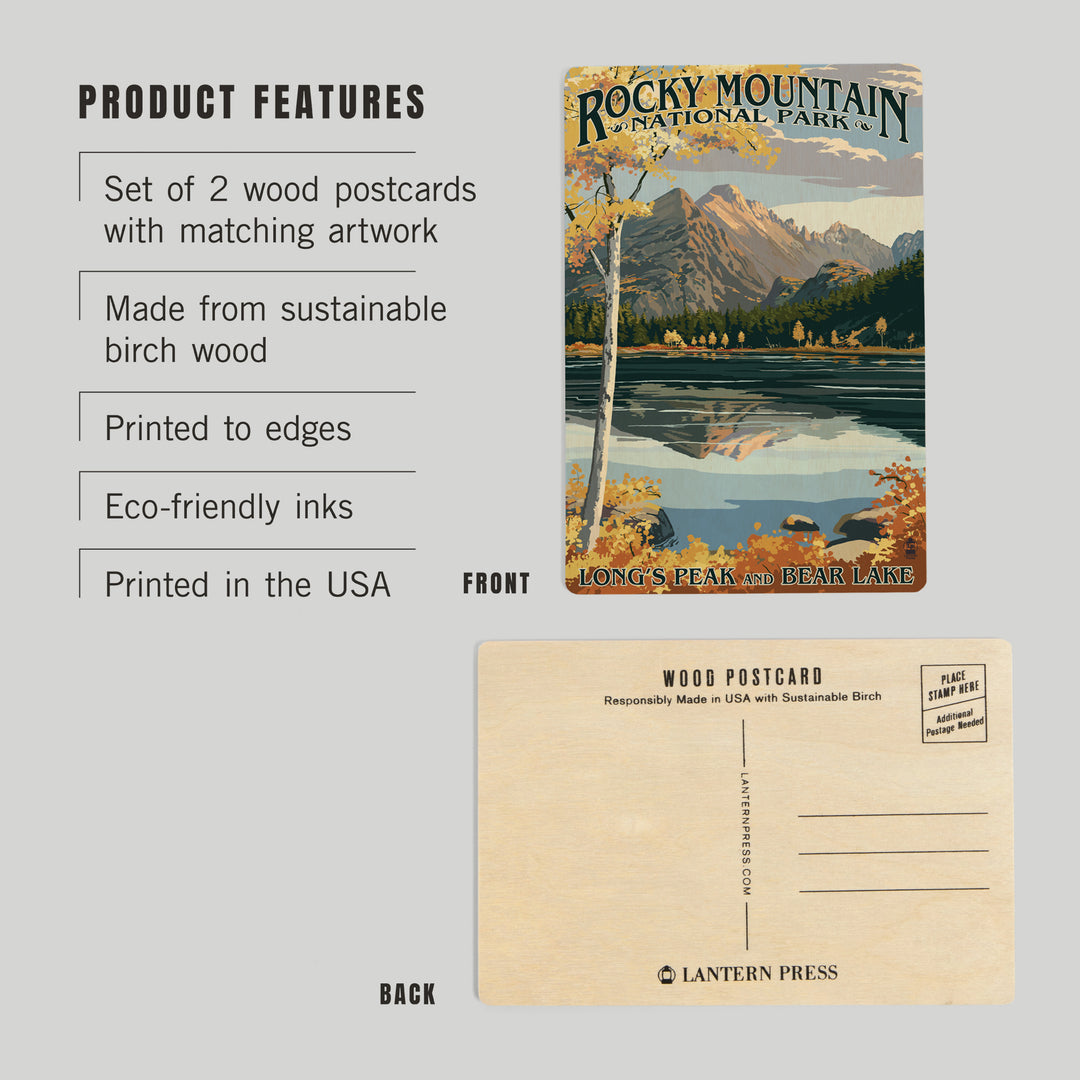 Rocky Mountain National Park, Colorado, Longs, Wood Sign and Postcards