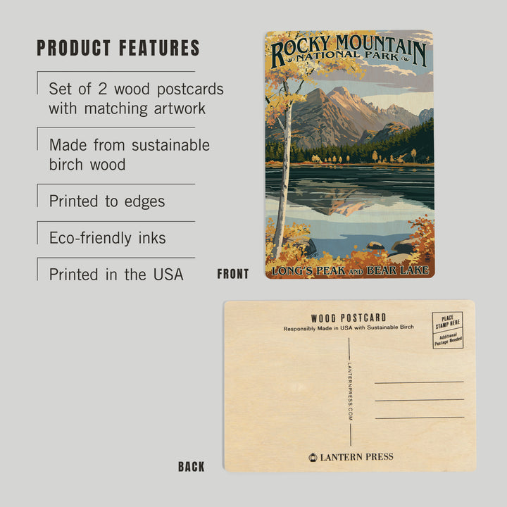 Rocky Mountain National Park, Colorado, Longs, Wood Sign and Postcards
