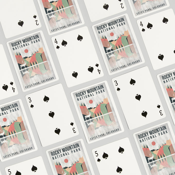 Playing Cards, Rocky Mountain National park, Estes park, Colorado, Elk, Geometric Opacity Press, 52 Card Deck with Jokers in Box, Unique Art