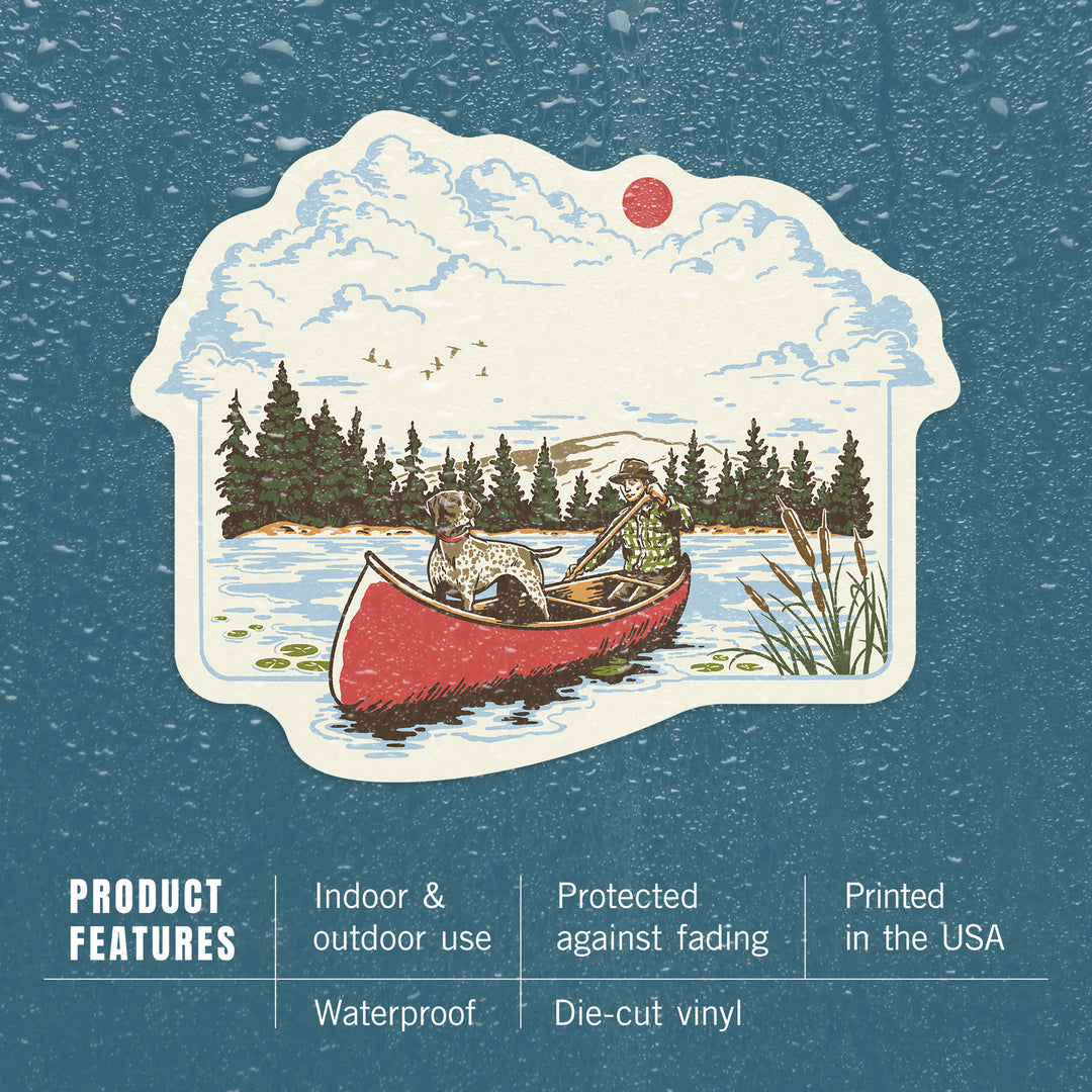Vintage Linework, Canoe, Vinyl Sticker