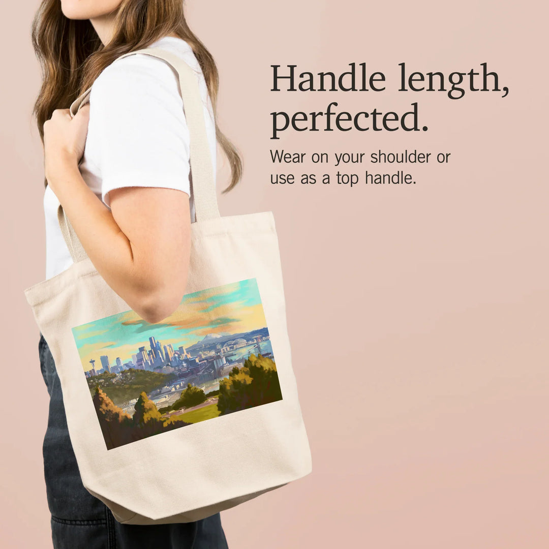 Seattle, Washington, Oil Painting, Skyline, Tote Bag