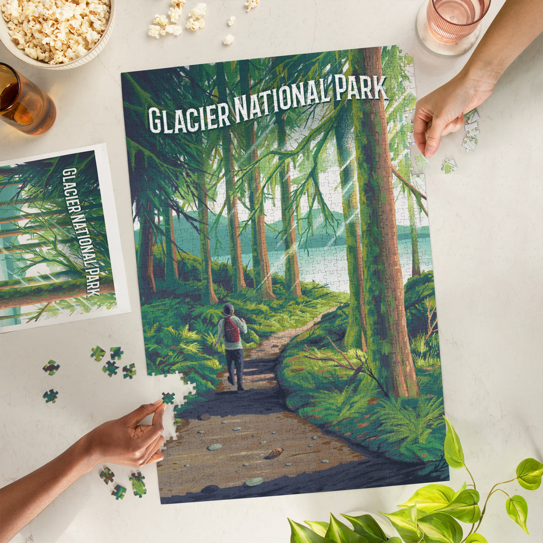 Glacier National Park, Montana, Walk in the Woods, Day Hike, 1000 Piece Jigsaw Puzzle