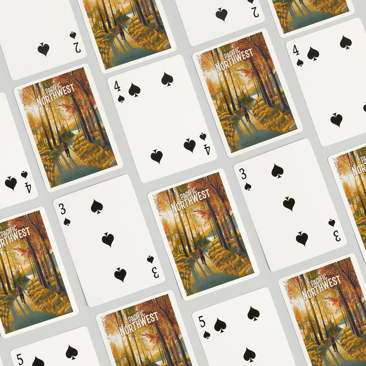 Playing Cards, Pacific Northwest, Walk In The Woods, Day Hike, 52 Card Deck with Jokers in Box, Unique Art