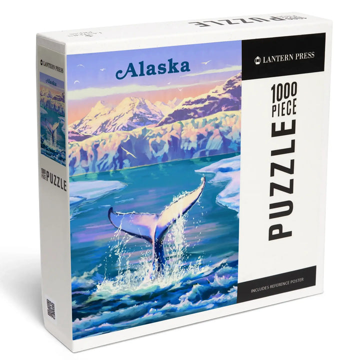 Alaska, Oil Painting, Whale Tail with Glacier, Jigsaw Puzzle