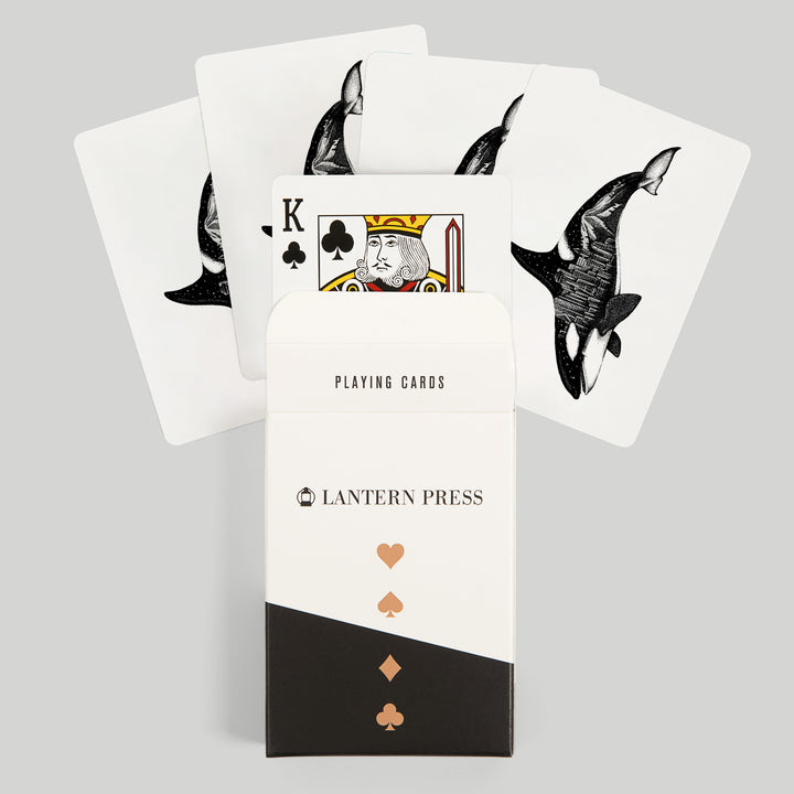 Playing Cards, Orca and Seattle Skyline, Double Exposure, 52 Card Deck with Jokers in Box, Unique Art