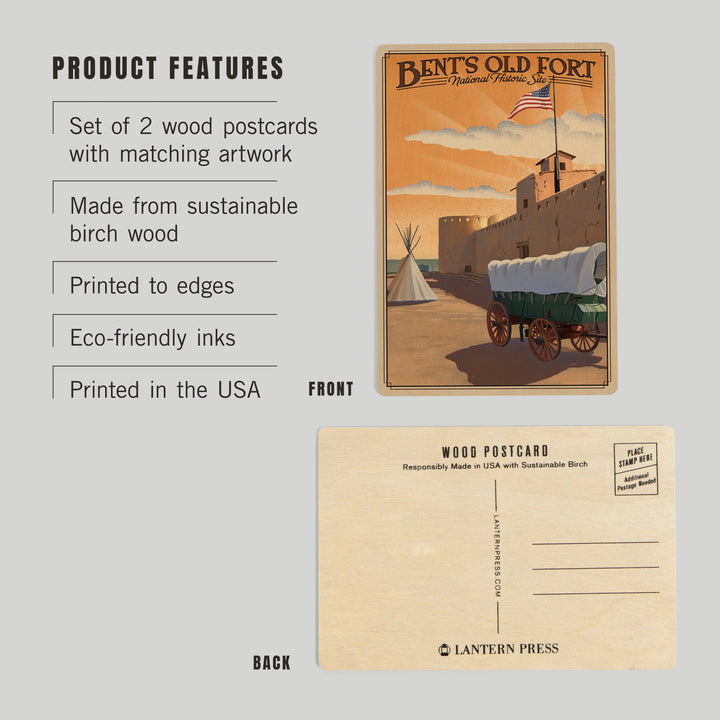 La Junta, Colorado, Bents Old Fort National, Wood Sign and Postcards