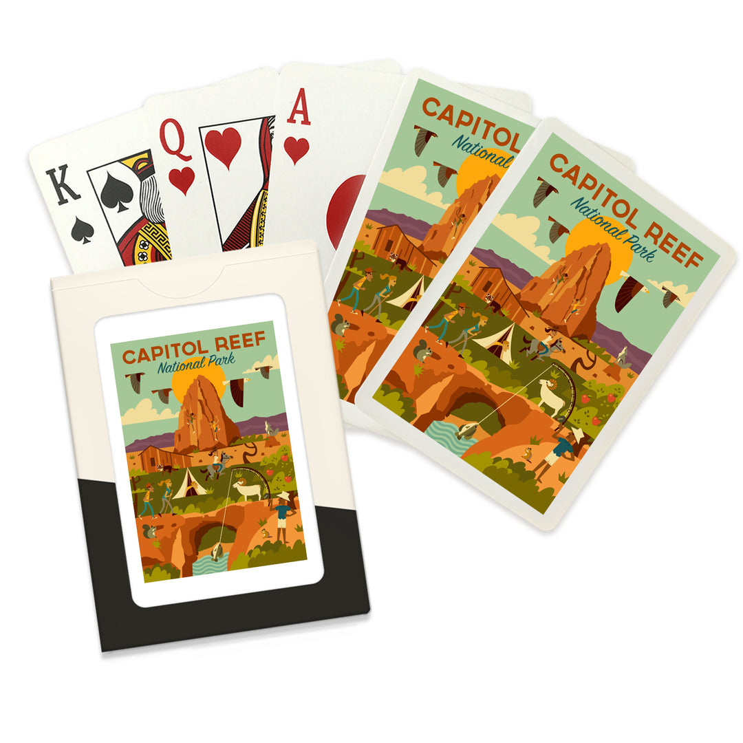 Playing Cards, Capitol Reef National Park, Utah, Geometric National Park Series, 52 Card Deck with Jokers in Box, Unique Art