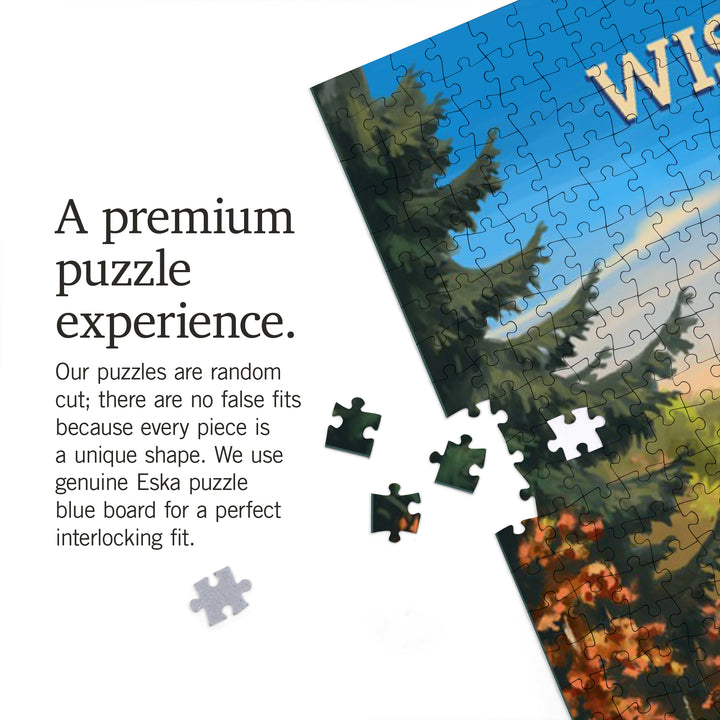 Wisconsin, Oil Painting, Bear By Lake At Sunrise, Jigsaw Puzzle