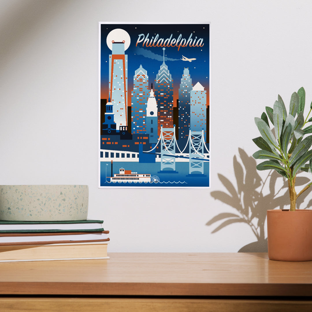 Philadelphia Retro Skyline Chromatic, Art & Giclee Prints