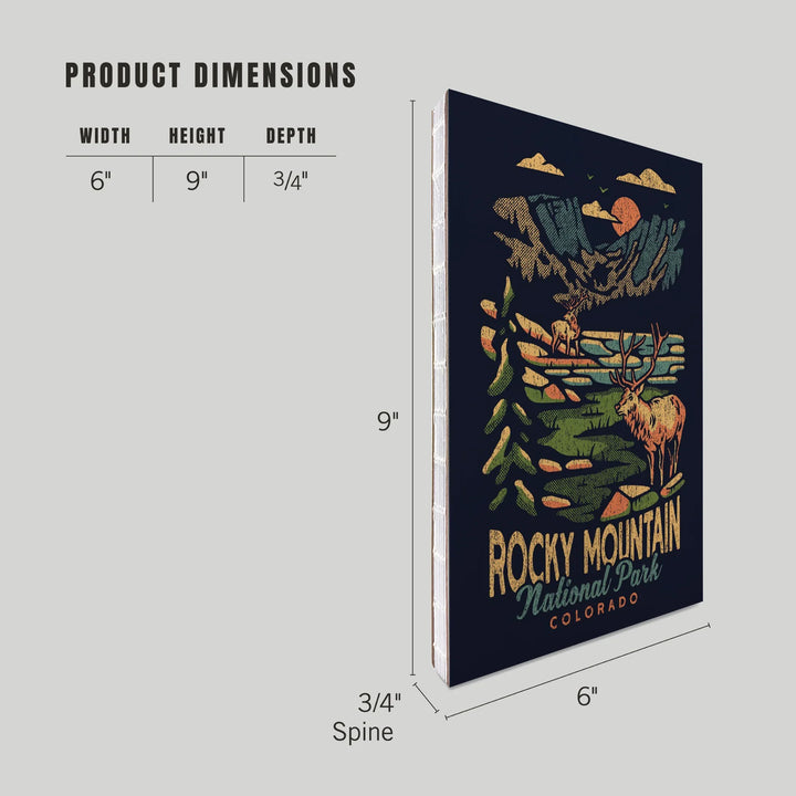 Lined 6x9 Journal, Rocky Mountain National Park, Colorado, Distressed Vector, Lay Flat, 193 Pages, FSC paper