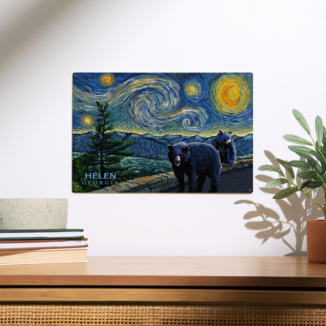 Helen, Georgia, Starry Night, Black Bears, Wood Sign and Postcards