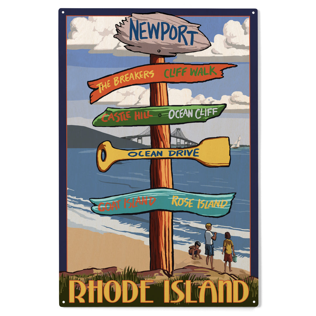 Newport, Rhode Island, Destinations Sign, Wood Sign and Postcards