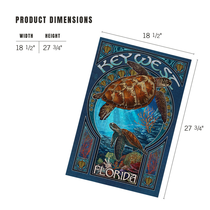 Key West, Florida, Sea Turtle Art Nouveau, Jigsaw Puzzle