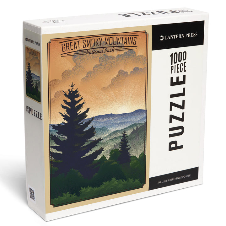 Great Smoky Mountains National Park, Lithograph National Park Series, Jigsaw Puzzle