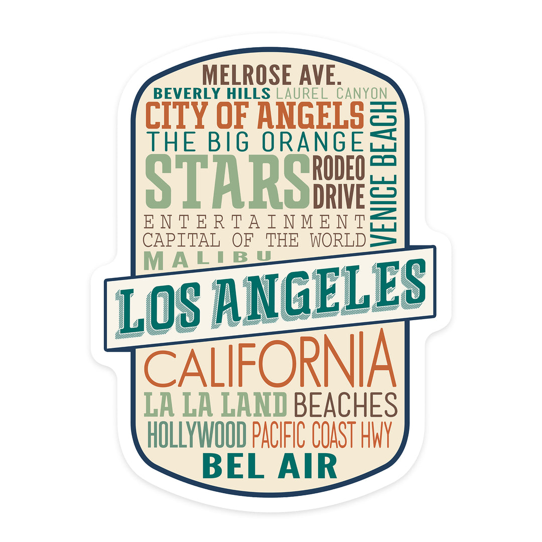 Los Angeles, California, Typography, Contour, Vinyl Sticker