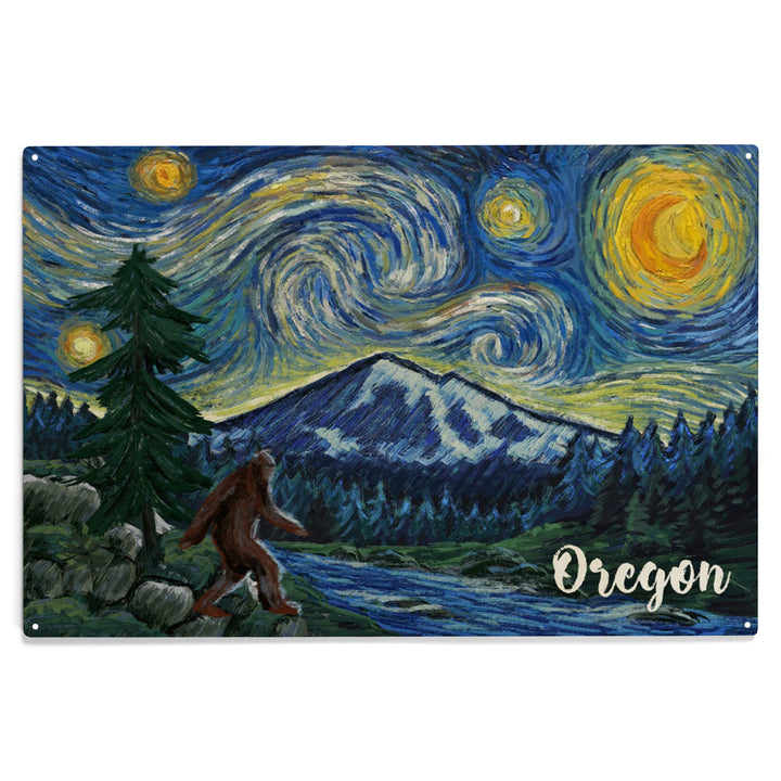 Oregon, Columbia River, Bigfoot, Starry Night, Wood Sign and Postcards