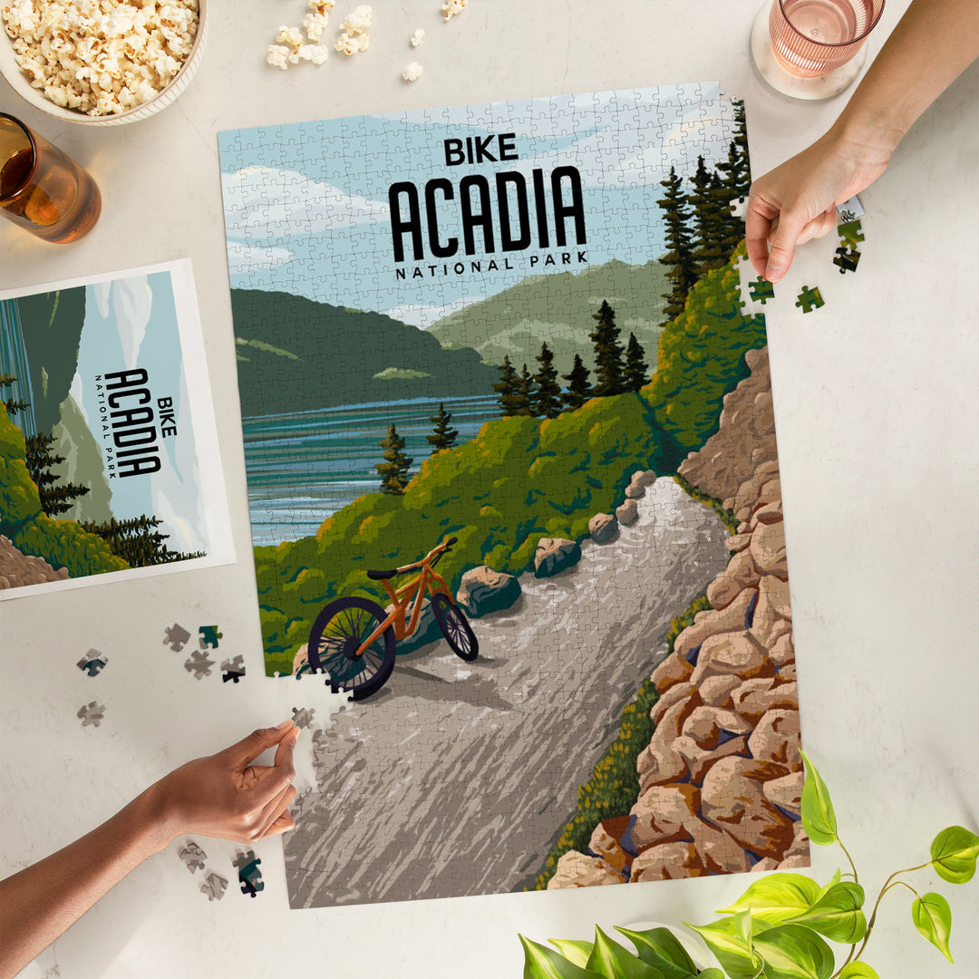 Acadia National Park, Maine, Painterly, Biking River Path, Jigsaw Puzzle