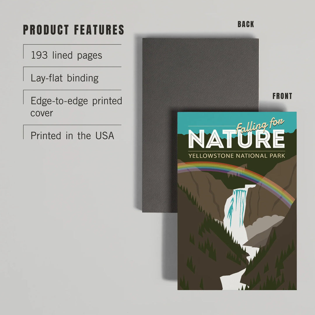 Lined 6x9 Journal, Yellowstone National Park, Yellowstone Falls, Falling for Nature, Lay Flat, 193 Pages, FSC paper