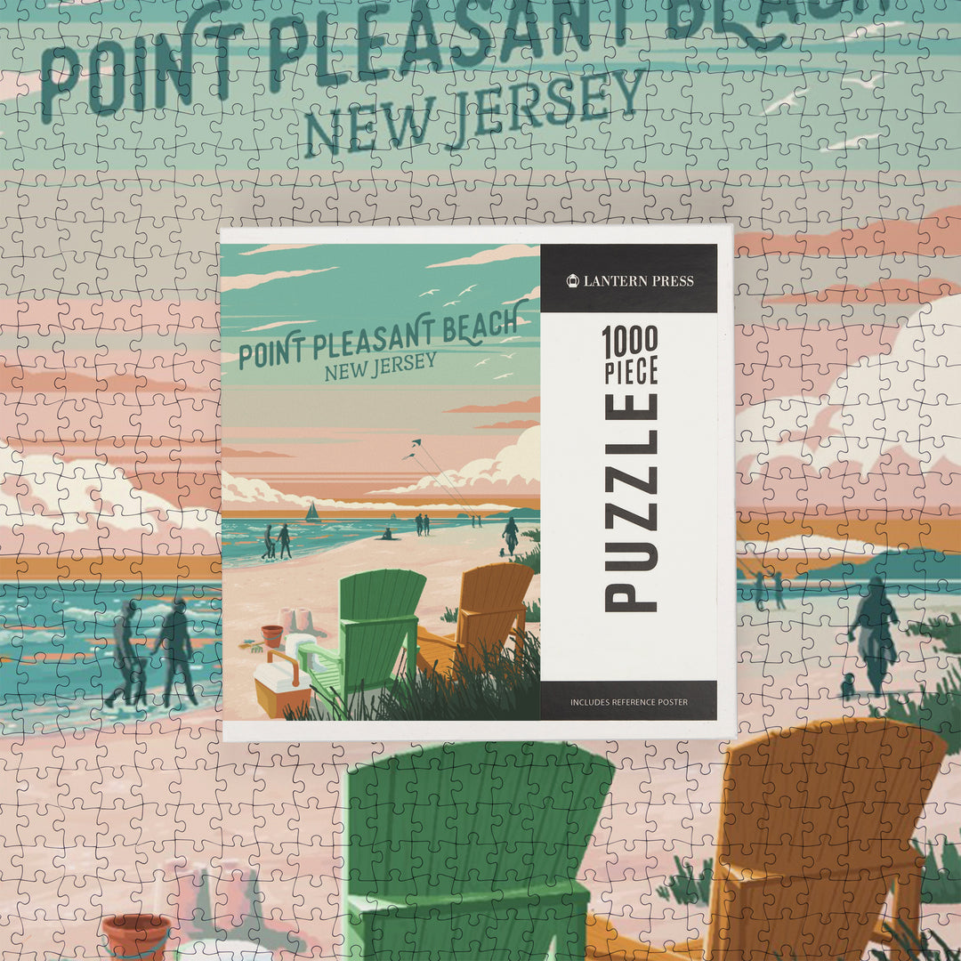 Point Pleasant Beach, New Jersey, Painterly, Bottle This Moment, Beach Chairs, Jigsaw Puzzle