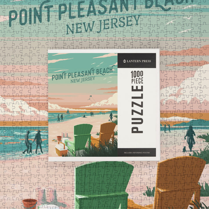 Point Pleasant Beach, New Jersey, Painterly, Bottle This Moment, Beach Chairs, Jigsaw Puzzle