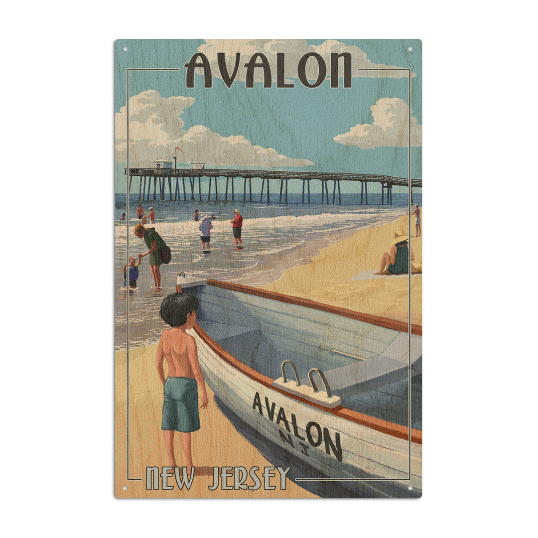Avalon, New Jersey, Lifeboat, Lantern Press Poster, Wood Signs and Postcards