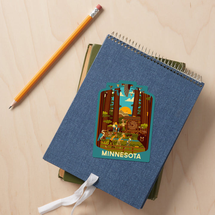 Minnesota, Geometric, Forest, Vinyl Sticker