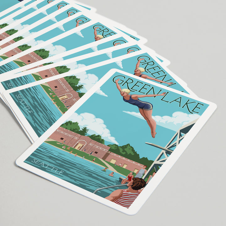Playing Cards, Seattle, Washington, Green Lake Woman Diving, 52 Card Deck with Jokers in Box, Unique Art