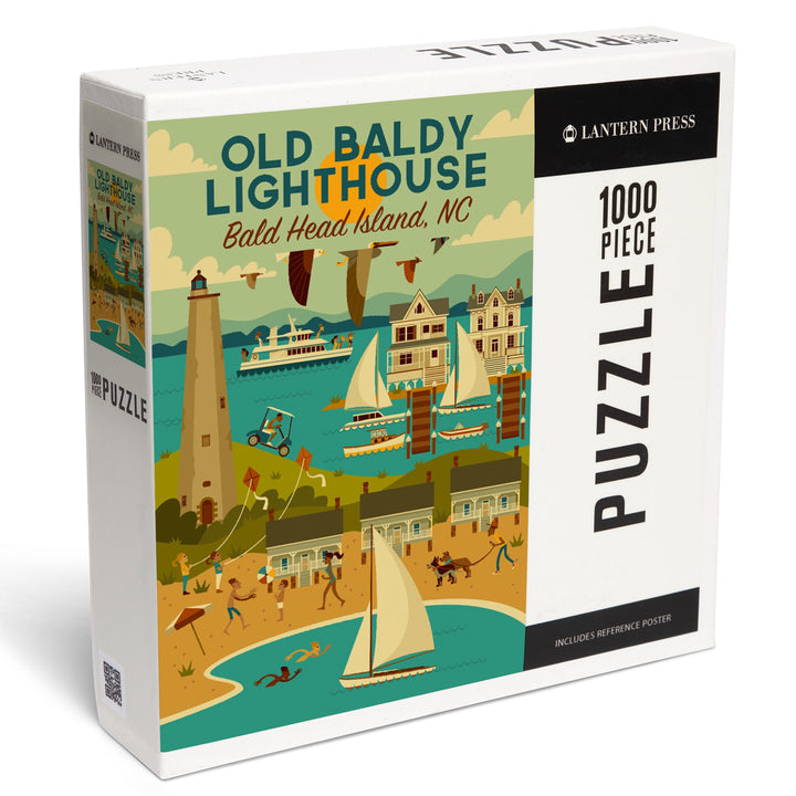 Bald Head Island, North Carolina, Old Baldy Lighthouse, Geometric, 1000 Piece Jigsaw Puzzle