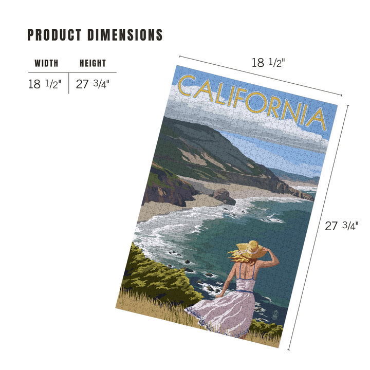 California, Coast Scene, Woman in Hat, Jigsaw Puzzle