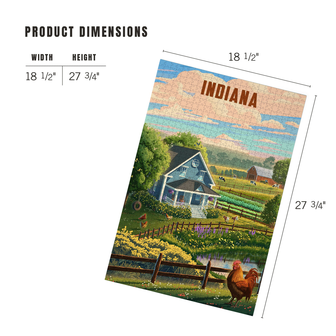 Indiana, Lithograph, Farm Life, Jigsaw Puzzle