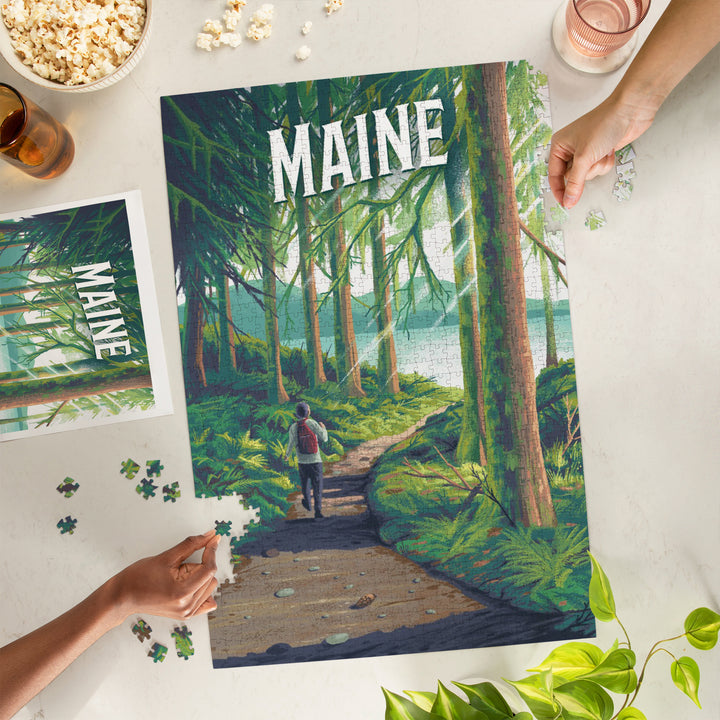 Maine, Walk In The Woods, Day Hike, 1000 Piece Jigsaw Puzzle