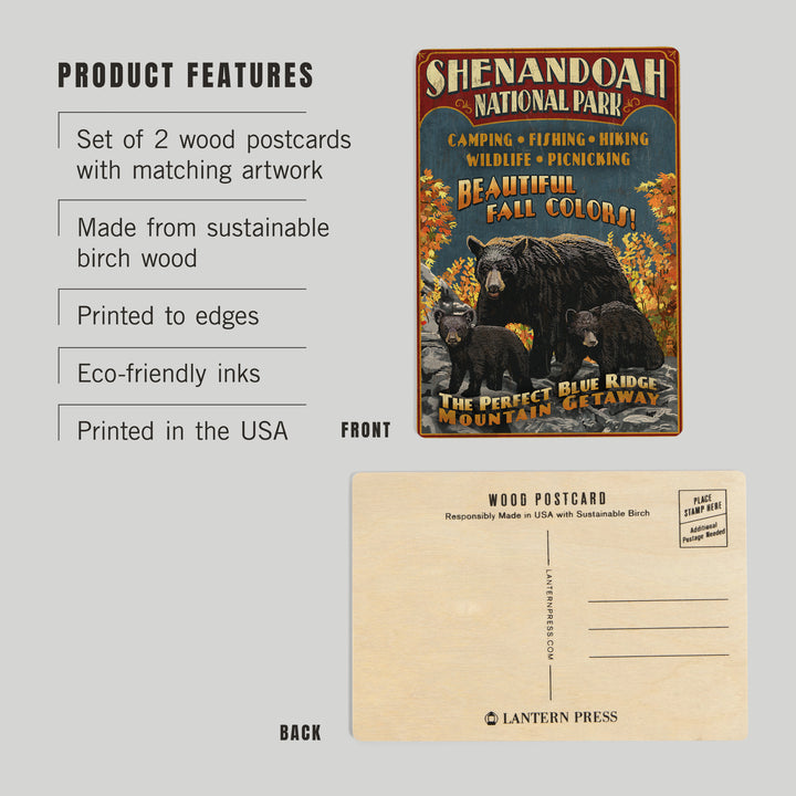 Shenandoah National Park, Virginia, Bear and Cubs, Wood Sign and Postcards