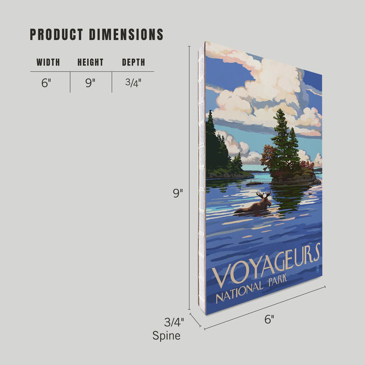 Lined 6x9 Journal, Voyageurs National Park, Minnesota, Moose Swimming, Lay Flat, 193 Pages, FSC paper