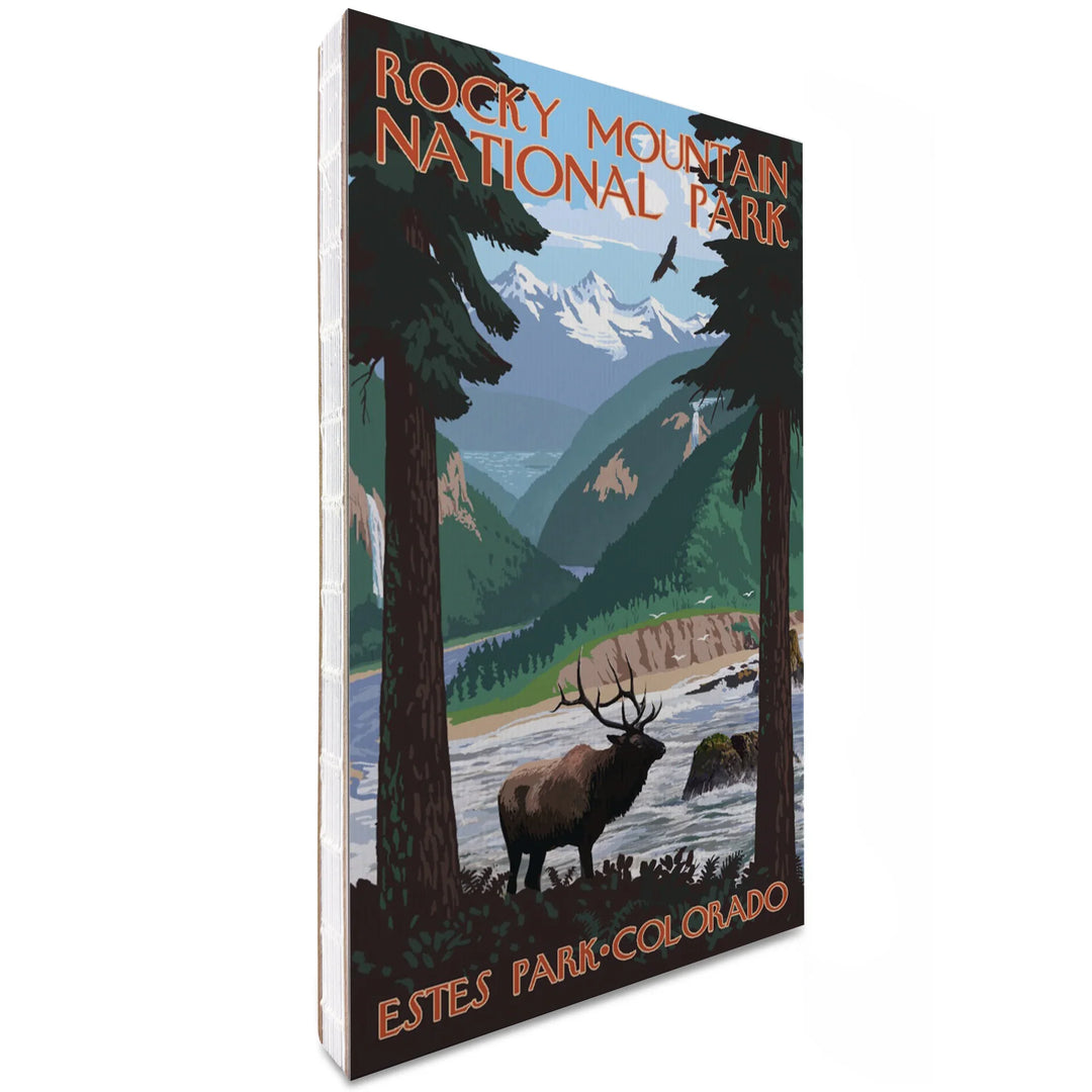Lined 6x9 Journal, Estes Park, Rocky Mountain National Park, Colorado, Elk, Lay Flat, 193 Pages, FSC paper