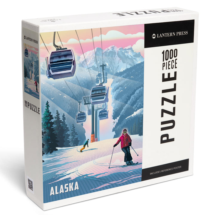 Alaska, Lithograph, Gondolas, Steel, 1000 Piece Jigsaw Puzzle