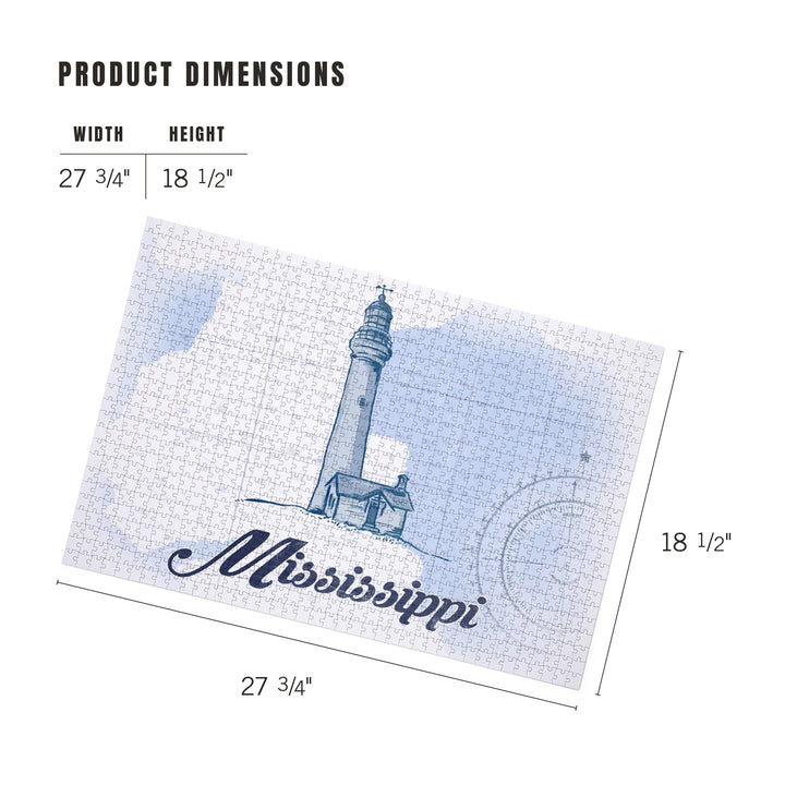 Mississippi, Lighthouse, Blue, Coastal Icon, 1000 Piece Jigsaw Puzzle