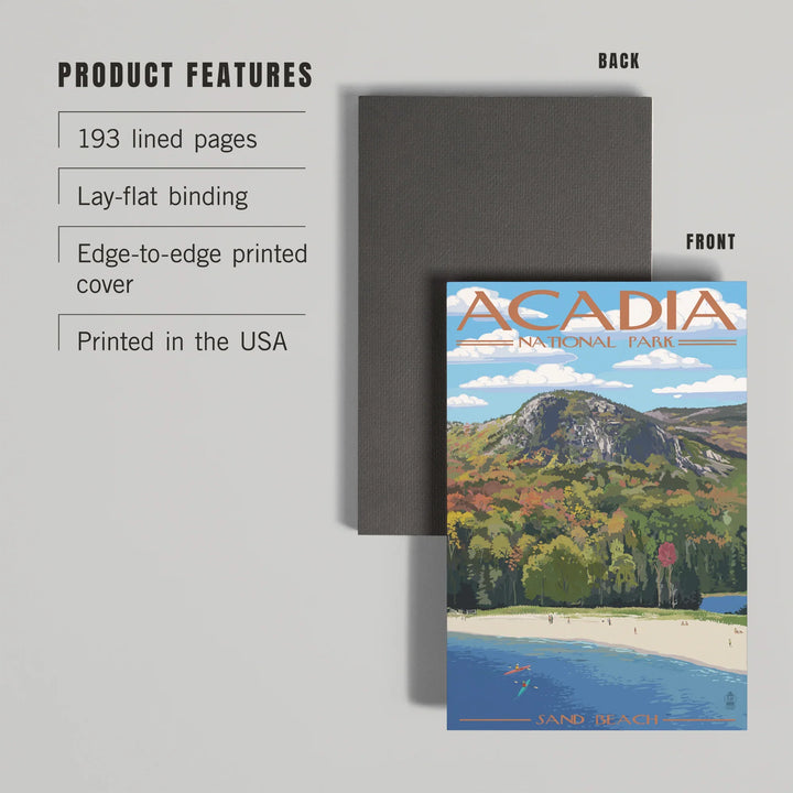 Lined 6x9 Journal, Acadia National Park, Maine, Sand Beach Scene, Lay Flat, 193 Pages, FSC paper