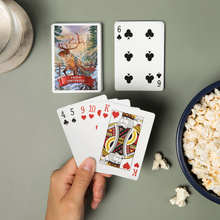 Playing Cards, Pacific Northwest, Sleigh Ride, 52 Card Deck with Jokers in Box, Unique Art