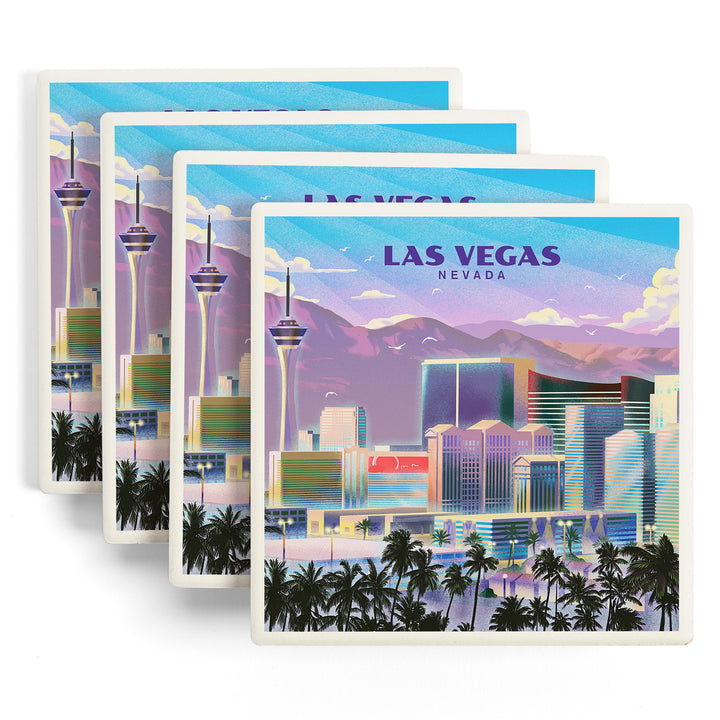 Las Vegas, Nevada, Lithograph, City Series, Coasters