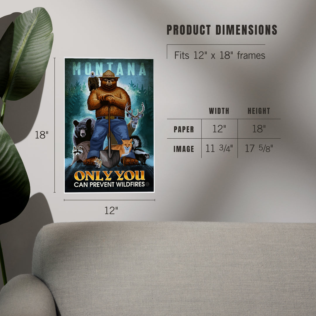 Montana, Smokey Bear and Friends, Only You Can Prevent Wildfires, Art & Giclee Prints