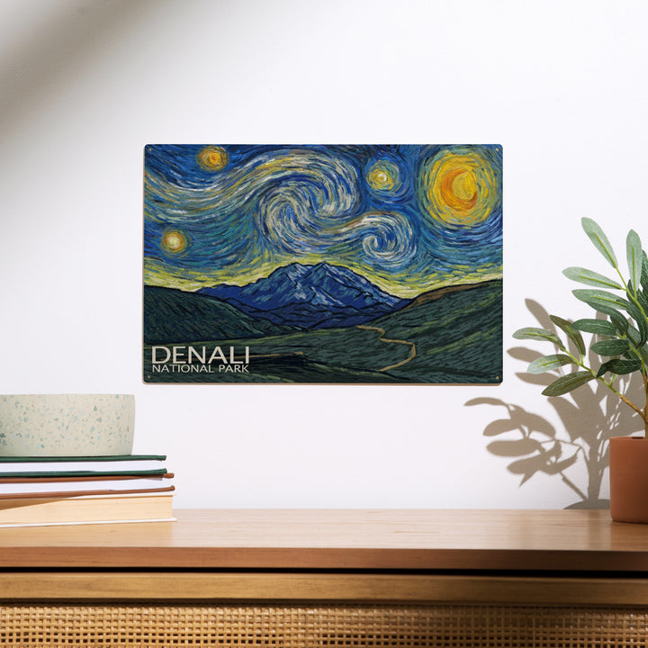 Denali National Park, Alaska, Starry Night, Wood Sign and Postcards