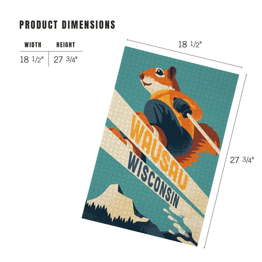 Wassau, Wisconsin, Ski Squirrel, Jigsaw Puzzle
