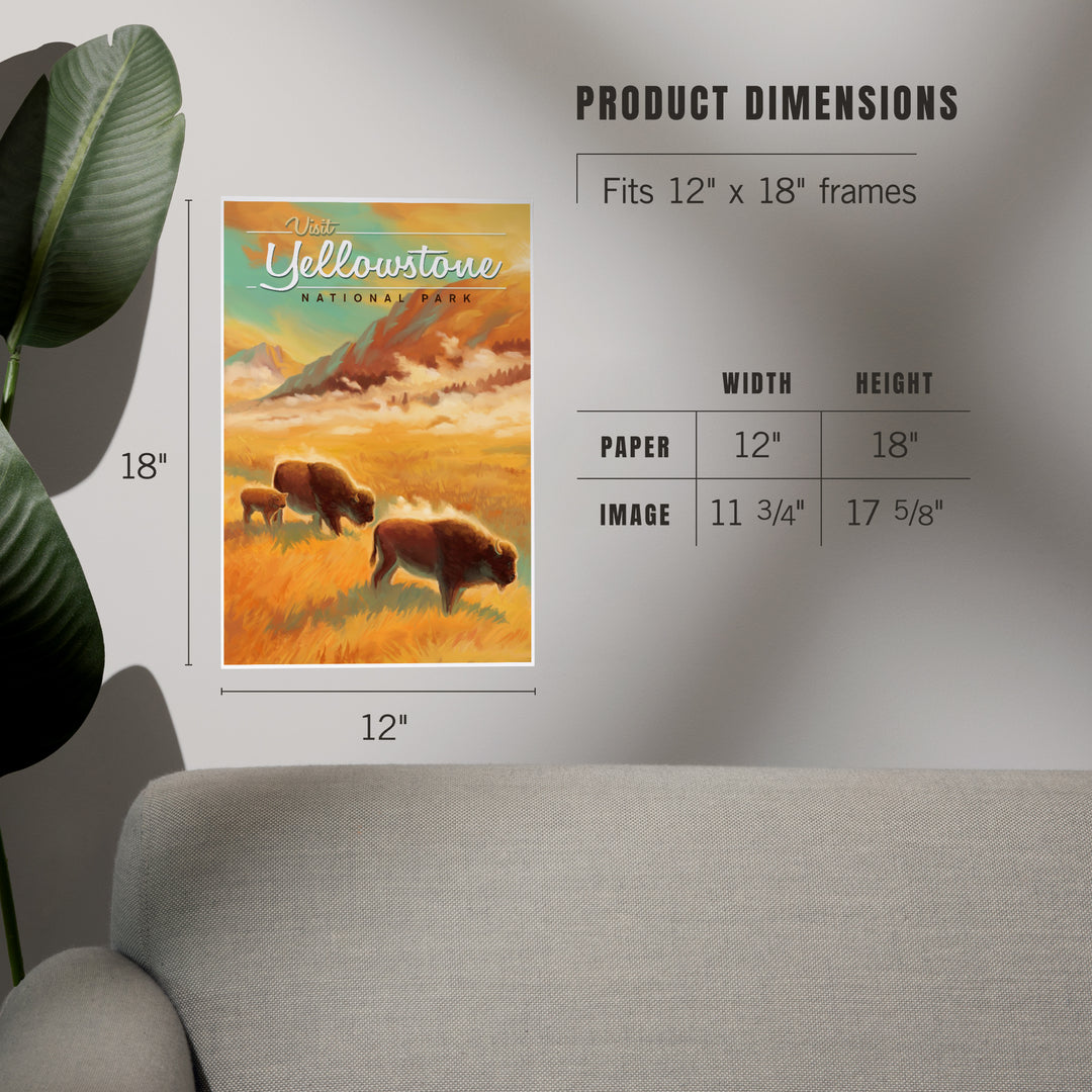 Yellowstone National Park, Bison, Oil Painting, Art & Giclee Prints