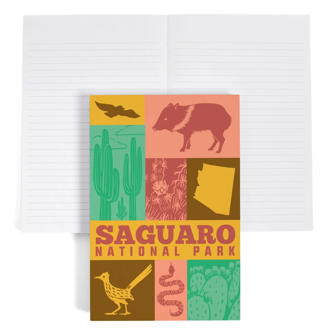 Lined 6x9 Journal, Saguaro National Park, Arizona, Icon Colorblock, Lay Flat, 193 Pages, FSC paper